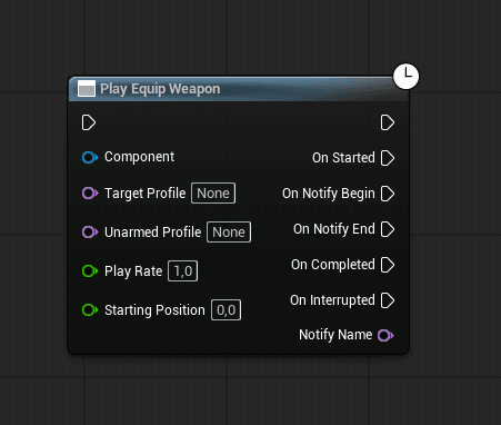 The Play Equip Weapon node